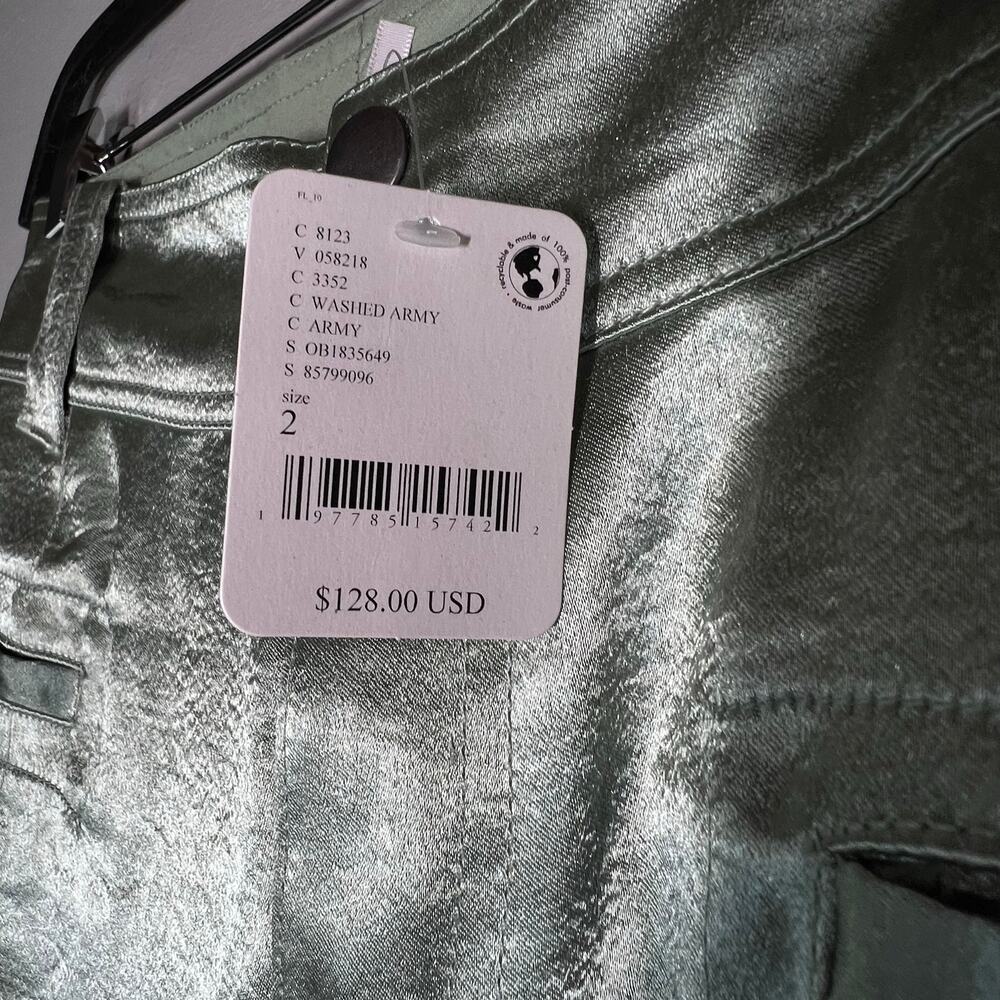 Free people light green satin cropped pant size 2 4 - Picture 8 of 12